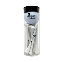 Golf Ball and Tees in Clear Tube