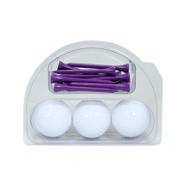 3 Golf Balls and Tees in Clear Clamshell Pack