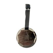 Hammered Round Metal Bag Tag with Strap