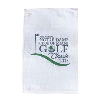 White Golf Towel with Screen Printed Logo